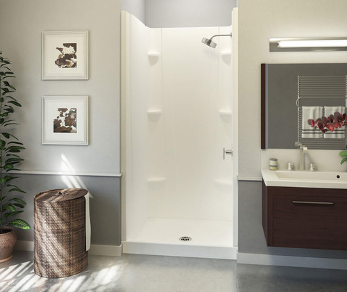 Swanstone 36 x 36 Solid Surface Alcove Center Drain Four-Piece Shower in White - VP3636CS.010