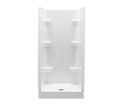 Swanstone  VP3232CS.018 32 x 32 Solid Surface Alcove Center Drain Four-Piece Shower in Bisque