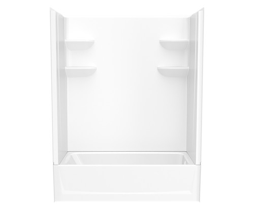 Swanstone 60 x 30 Solid Surface Alcove Left Hand Drain Four Piece Tub Shower in White - VP6030CTS2L.010