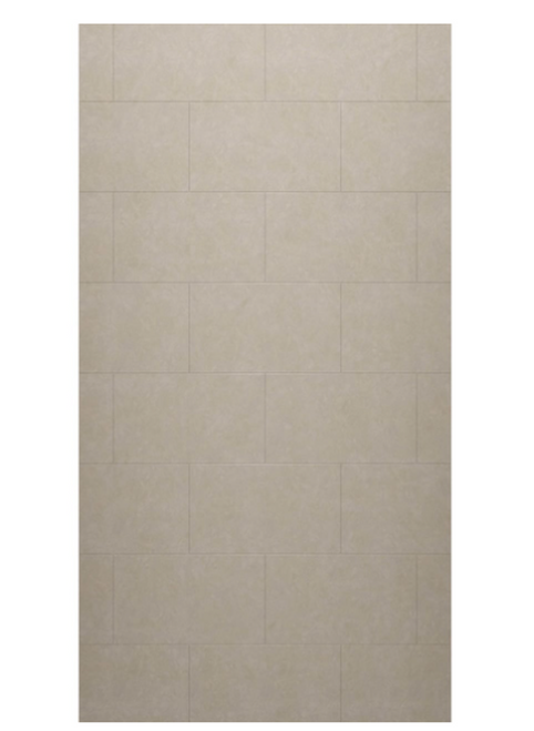 Swanstone TSMK7250.218 50 x 72 Traditional Subway Tile Glue up Bathtub and Shower Single Wall Panel in Limestone