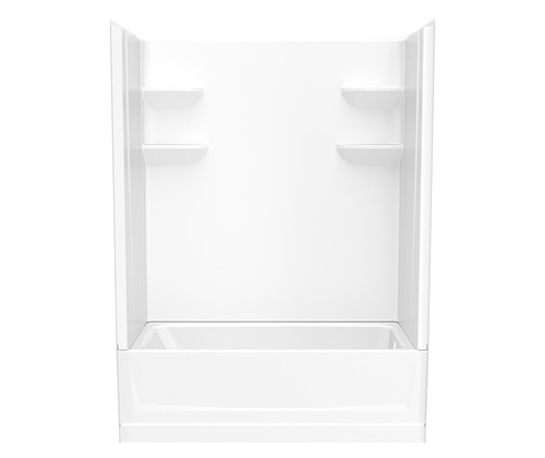 Swanstone VP6030CTSM2R.010 60 x 30 Solid Surface Alcove Right Hand Drain Four Piece Tub Shower in White