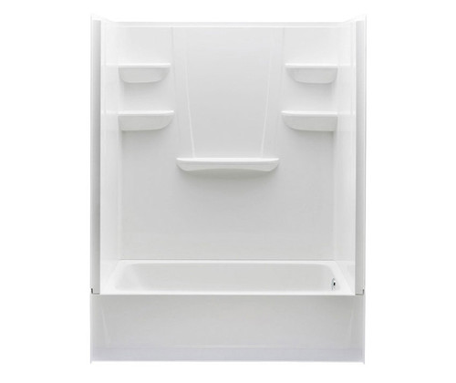 Swanstone  VP6030CTSL.018 60 x 30 Solid Surface Alcove Left Hand Drain Four Piece Tub Shower in Bisque
