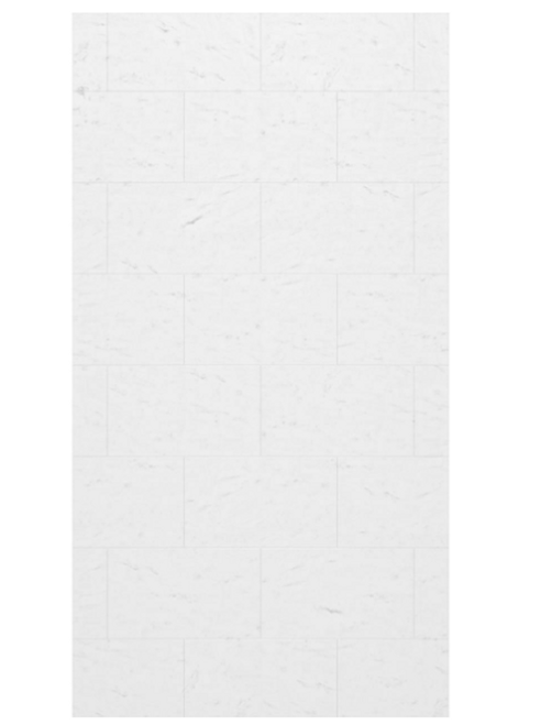 Swanstone TSMK9638.221 38 x 96 Traditional Subway Tile Glue up Bathtub and Shower Single Wall Panel in Carrara