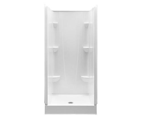 Swanstone  VP3636CSA.010 36 x 36 Solid Surface Alcove Center Drain Four-Piece Shower in White