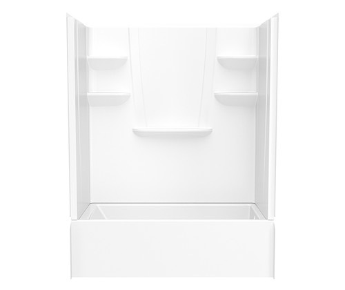 Swanstone 60 x 30 Solid Surface Alcove Left Hand Drain Four Piece Tub Shower in White - VP6030CTSMML.010
