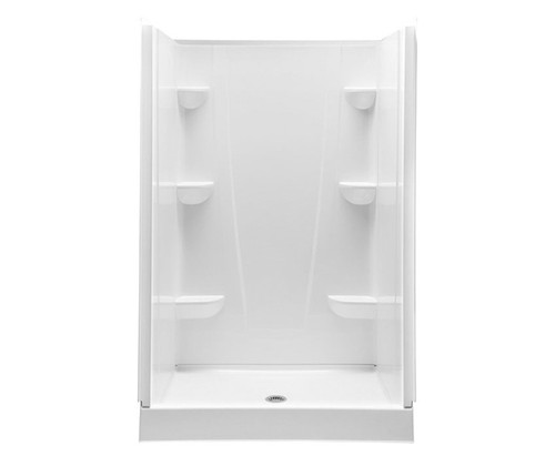 Swanstone 48 x 34 Solid Surface Alcove Center Drain Four-Piece Shower in White - VP4834CSA.010