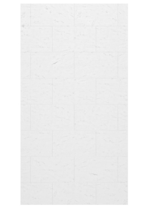 Swanstone 50 x 84 Traditional Subway Tile Glue up Bathtub and Shower Single Wall Panel in Carrara - TSMK8450.221