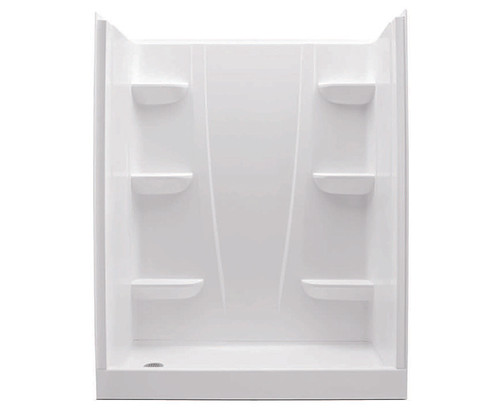 Swanstone 60 x 30 Solid Surface Alcove Left Hand Drain Four Piece Shower in White - VP6030CSAL.010