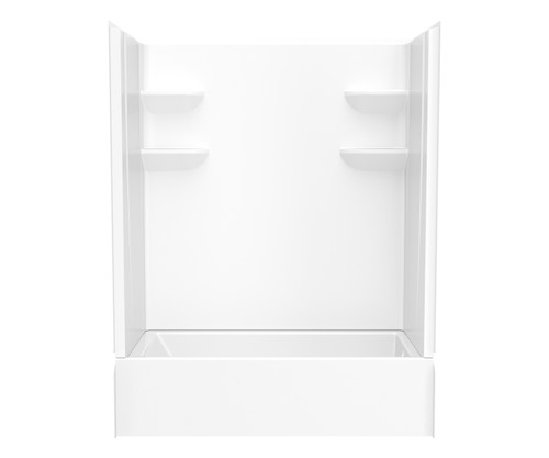 Swanstone VP6030CTSMN2AR.010 60 x 30 Solid Surface Alcove Right Hand Drain Four Piece Tub Shower in White
