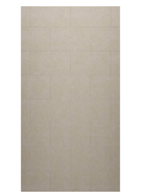 Swanstone TSMK9650.218 50 x 96 Traditional Subway Tile Glue up Bathtub and Shower Single Wall Panel in Limestone