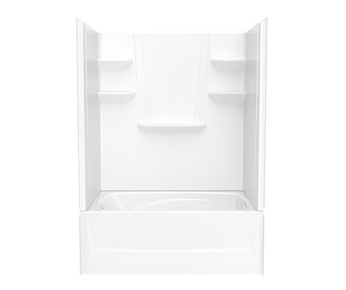 Swanstone 60 x 42 Solid Surface Alcove Left Hand Drain Four Piece Tub Shower in White - VP6042CTSML.010