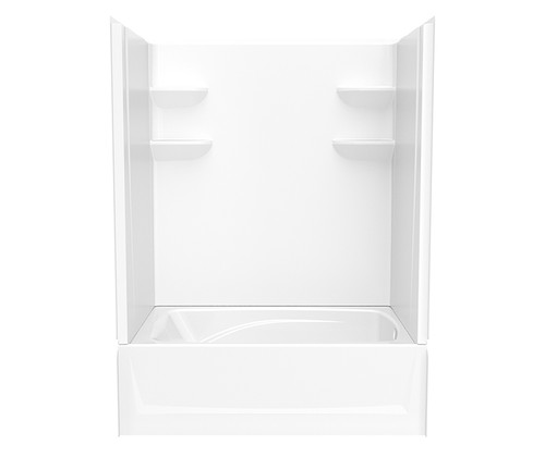 Swanstone VP6042CTS2AL.010 60 x 42 Solid Surface Alcove Left Hand Drain Four Piece Tub Shower in White