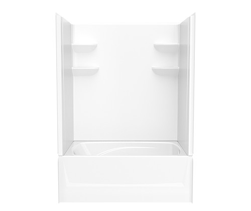 Swanstone VP6042CTSM2AL.010 60 x 42 Solid Surface Alcove Left Hand Drain Four Piece Tub Shower in White