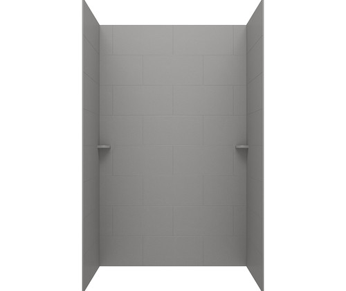 Swanstone 30 x 62 x 72 Traditional Subway Tile Glue up Tub Wall Kit in Ash Gray - TSMK723062.203