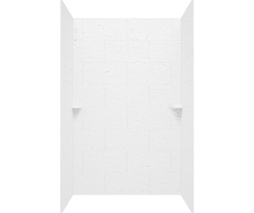 Swanstone 32 x 62 x 72 Traditional Subway Tile Glue up Tub Wall Kit in Carrara - TSMK723262.221