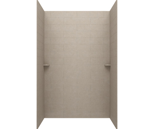 Swanstone 34 x 62 x 72 Modern Subway Tile Glue up Tub Wall Kit in Limestone - MSMK723462.218