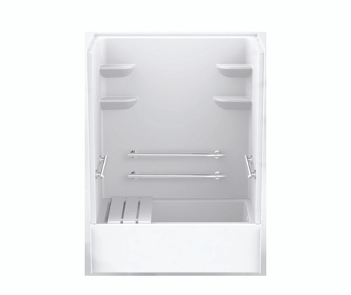 Swanstone 60 x 33 Solid Surface Alcove Left Hand Drain Four Piece Tub with Shower Walls in White - VPF6032CTSMN2L.010