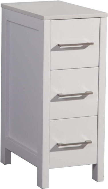 Vanity Art  VA3112W 12 Inch Bathoom Vanity Cabinet With Engineered Marble Top With Soft Closing Drawers - White