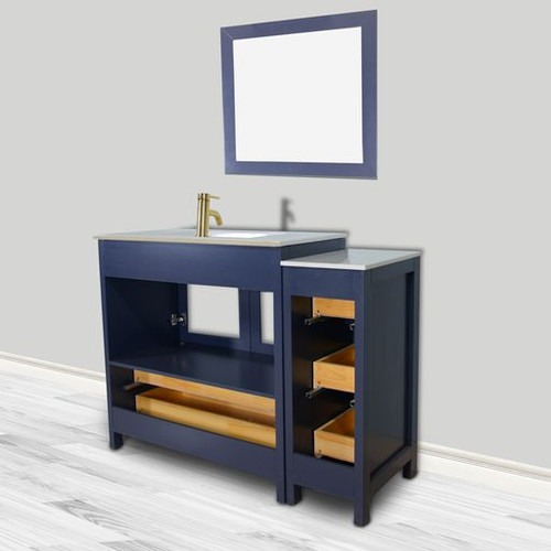 Vanity Art  VA3036-48B 48 Inch Single Sink Bathroom Vanity Set With Ceramic Vanity Top With Soft Closing Doors And Drawers - Blue