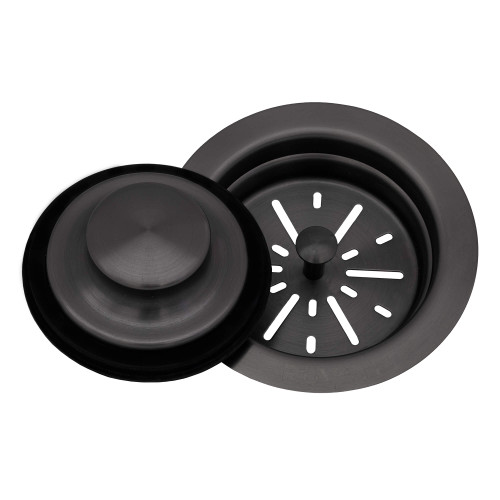 Ruvati Garbage Disposal Flange with Basket Strainer and Stopper - Gunmetal Black Stainless Steel - RVA1042BL