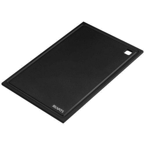 Ruvati 17 x 11 inch LedgeFit Matte Black Composite Replacement Cutting Board for Workstation Sinks - RVA1217BWC