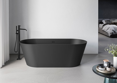 Ruvati 67-inch Black epiStone Solid Surface Oval Freestanding Bath Tub Omnia Matte - RVB6750BK