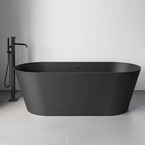 Ruvati 67-inch Black epiStone Solid Surface Oval Freestanding Bath Tub Omnia Matte - RVB6750BK