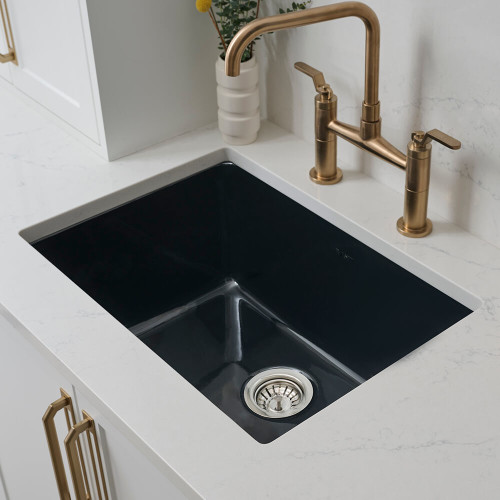 Ruvati 27-inch Fireclay Undermount / Drop-in Topmount Kitchen Sink Single Bowl - Black - RVL2707BK