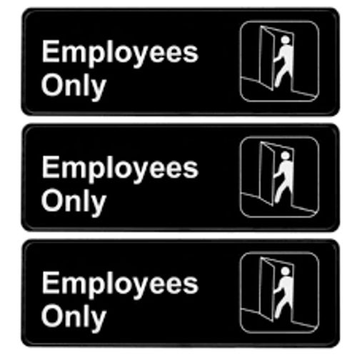 Alpine  ALPSGN-B-6 3 in. x 9 in. Employees Only Sign (3-Pack)