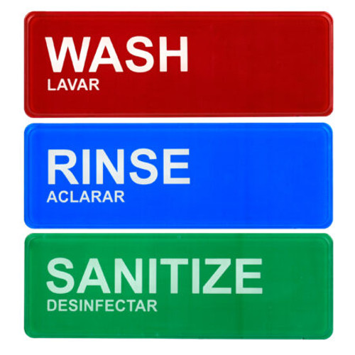 Alpine  ALPSGN-41 3 in. x 9 in. Wash Rinse Sanitize Sign