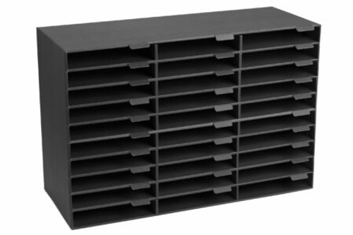 Alpine  ADI501-30-BLK 30-Compartment Cardboard Literature File Organizer, Black