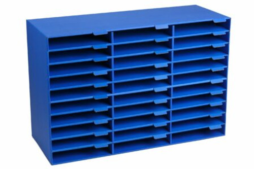 Alpine  ADI501-30-BLU 30-Compartment Cardboard Literature File Organizer, Blue