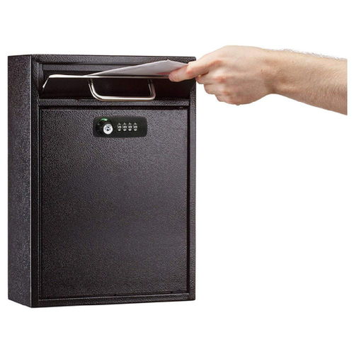 Alpine Large Wall Mountable Mailbox with Key and Combination lock - ADI631-04-BLK-KC