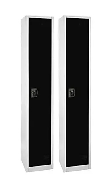 Alpine  ADI629-201-BLK-2PK 72 in. x 12 in. x 12 in. 1-Compartment Steel Tier Key Lock Storage Locker in Black 2 Pack