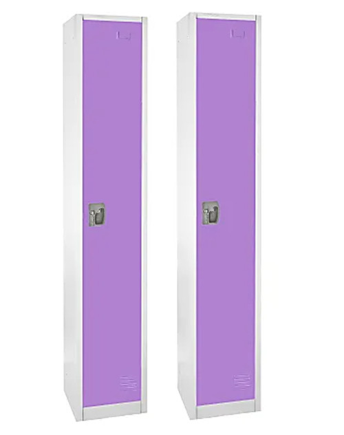 Alpine  ADI629-201-PUR-2PK 72 in. H x 12 in. W x 12 in. D 1-Compartment Steel Tier Key Lock Storage Locker in Purple 2 Pack