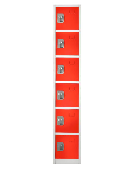 Alpine 72 in. H x 12 in. W 6-Compartment Steel Storage Locker - ADI629-206-RED