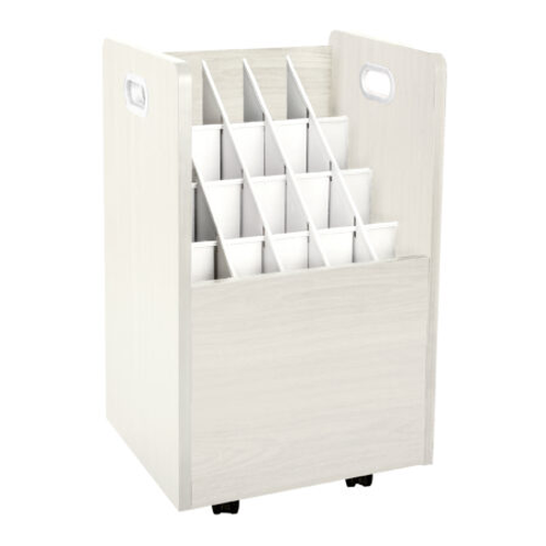 Alpine  ADI624-WHI 20-Slot Mobile Rolling Wood Blueprint Roll File Large Document Organizer