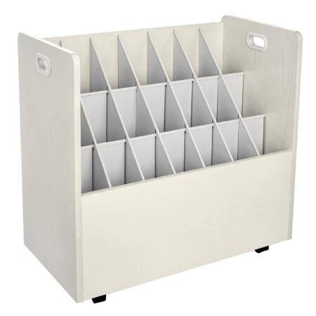 Alpine 21-Slot Mobile Rolling Wood Blueprint Roll File Large Document Organizer - ADI625-WHI