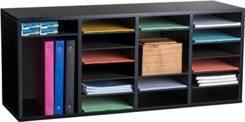 Alpine  ADI500-24-BLK 24-Compartment Wood Adjustable Paper Sorter Literature File Organizer, Black