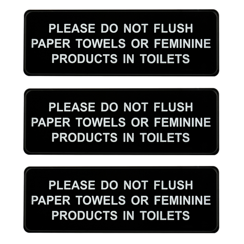 Alpine  ALPSGN-B-4-4 9 in. x 3 in. Please Do Not Flush Paper Towels or Feminine Products in Toilets Sign (12-Pack)
