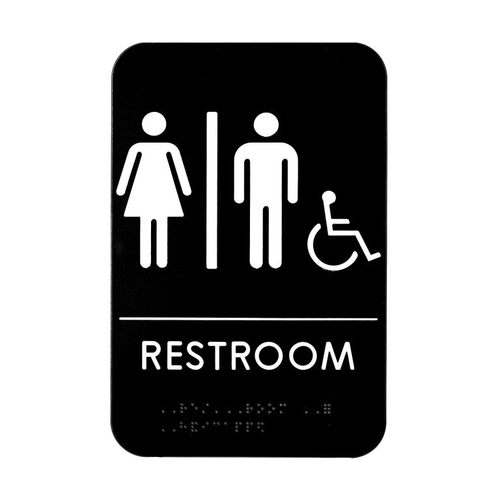 Alpine  ALPSGN-4-5 9 in. x 6 in. Unisex Handicap Braille Restroom Sign 5 Pack