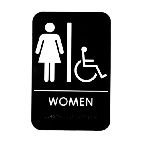 Alpine  ALPSGN-6-10pk 9 in. x 6 in. Women's Braille Handicapped Restroom Sign 10 Pack