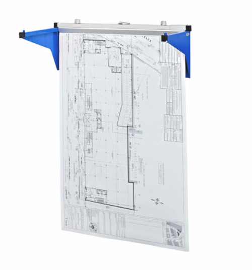 Alpine  ADI616-BLU Drop/Lift Wall Rack for Blueprints, Blue