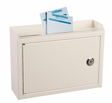 Alpine Medium Size White Steel Multi-Purpose Suggestion Drop Box with Suggestion Cards - ADI631-02-WHI-PKG