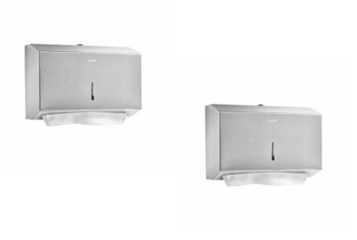 Alpine  ALP481S-2PK Stainless Steel Brushed C-Fold/Multi-Fold Paper Towel Dispenser 2 Pack