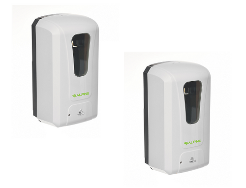 Alpine  ALP430-L-2PK 1200 ml. Wall Mount Automatic Gel Hand Sanitizer Soap Dispenser in White (2-Pack)