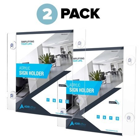 Alpine 8.5''x11'' Acrylic Window Sign Holder with Suction Cups, 2 pack - ADI639-8511-WSH-2