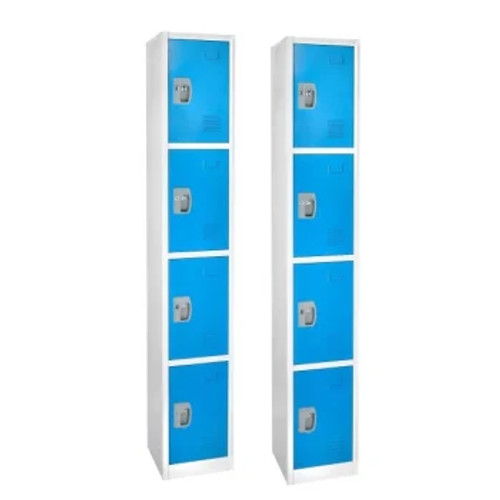 Alpine ADI629-204-BLU-2PK 72 in. x 12 in. x 12 in. 4-Compartment Steel Tier Key Lock Storage Locker in Blue 2 Pack Alpine ADI629-204-BLU-2PK 72 in. x 12 in. x 12 in. 4-Compartment Steel Tier Key Lock Storage Locker in Blue 2 Pack