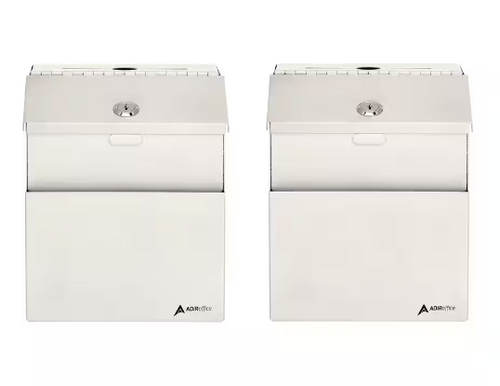 Alpine  ADI631-01-WHI-2pk Wall Mountable Steel Locking Suggestion Box, White (2 pack)