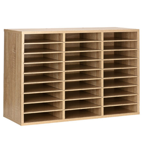 Alpine  ADIOF201-01-MEO Wooden 27 Compartment Literature Orgnaizer, Medium Oak